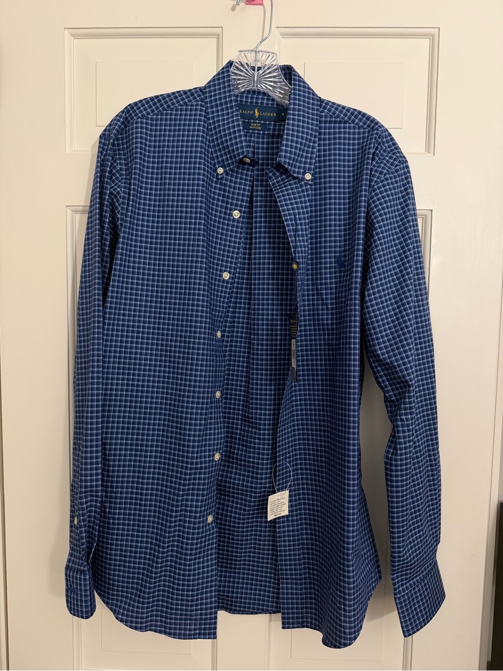 Ralph Lauren Slim Fit Checkered Button Down NWT Blue/Black Size Medium